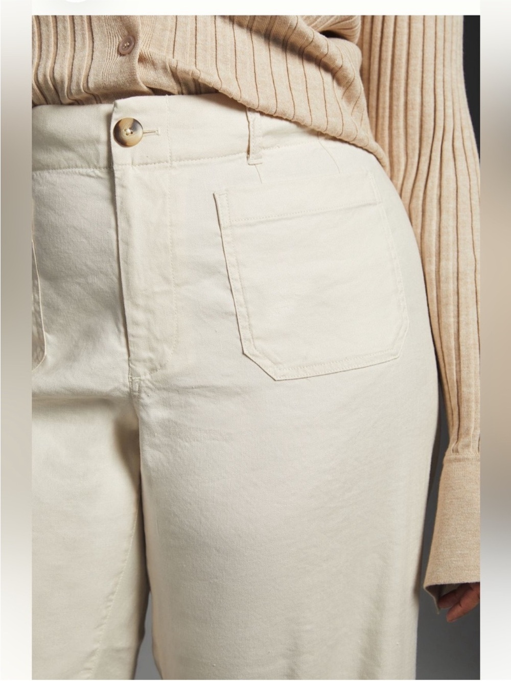 Anthropologie Maeve Colette Linen Blend Stretch High-Rise Wide Leg Pants Trouser - Picture 3 of 13
